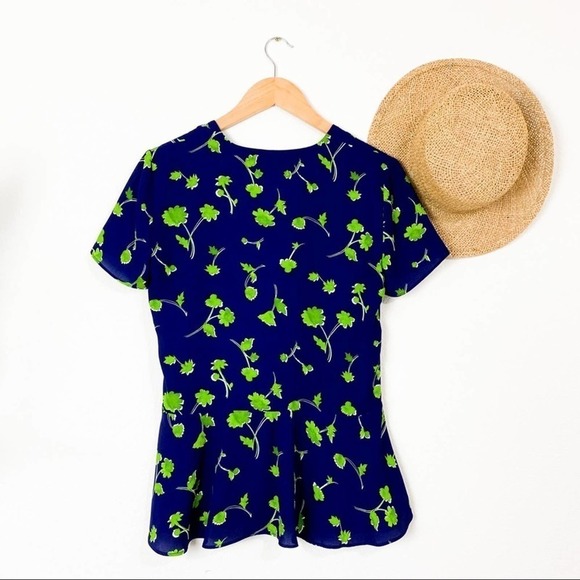 Banana Republic Blue Green Floral Peplum Blouse size XS - Picture 9 of 9